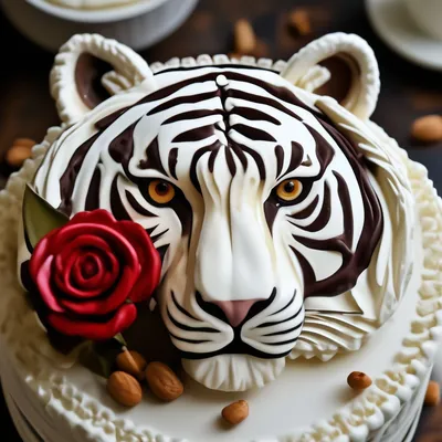 Торт «Белый тигр» категории торты на рождение ребенка в подарок для  родителей новорожденных