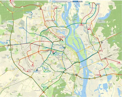 Схема движения электротранспорта Киева. Трамвайные и троллейбусные маршруты  Киева