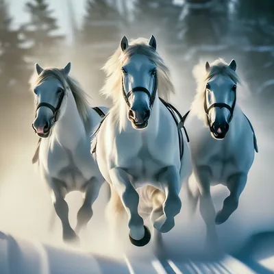 три белых коня, эх, три белых …» — создано в Шедевруме