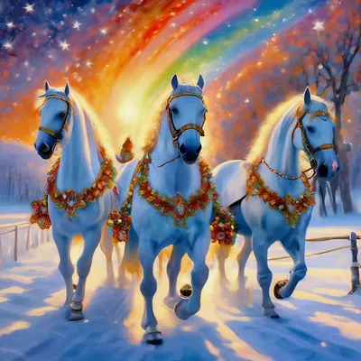 И уносят меня три белых коня …» — создано в Шедевруме