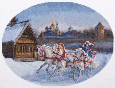 Картина \"Три белых коня со снежинками\" | Интернет-магазин картин \"АртФактор\"