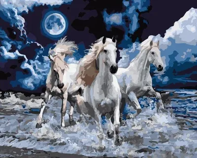 Три белых коня купить в интернет-магазине Ярмарка Мастеров по цене 10200 ₽  – IHIVNRU | Картины, Нижний Новгород - доставка по России