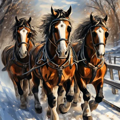Катание на тройке лошадей