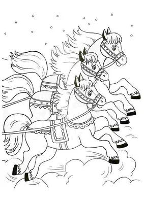 Репродукция картины \"Тройка лошадей скачущая по снегу\". Картина маслом на  холсте \"Тройка лошадей скачущая по снегу\"
