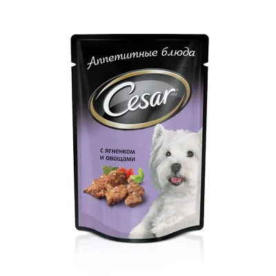 Купить влажный корм для собак Cesar, ягненок с овощами, 85г, цены на  Мегамаркет | Артикул: 100016182316