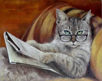 Кот, кот читает, кот умный, кот …» — создано в Шедевруме