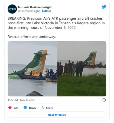 Пассажирский самолет упал в озеро Виктория в Танзании | Forbes.ru