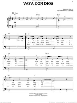 Vaya Con Dios sheet music for piano solo (PDF-interactive)
