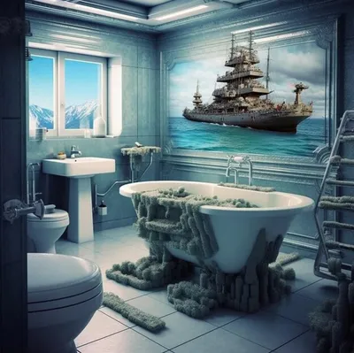 Штора для ванной, Корабль,180*180см,1шт, RSC-207 — Полотенца «Гранд Стиль»