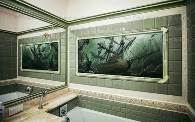 Шторы для ванной «Балкон с видом на корабли» - купить в Москве, цена в  Интернет-магазине Обои 3D