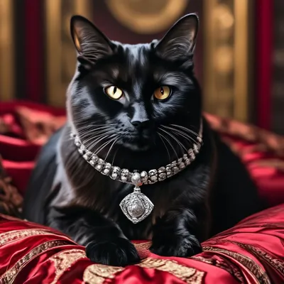 Черный красивый,важный кот с …» — создано в Шедевруме