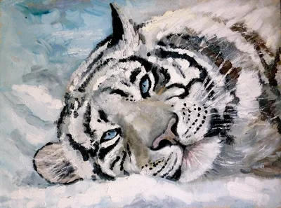 Картина Картина маслом \"Белый тигр\" 80x120 JR201217 купить в Москве