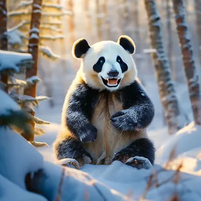 Веселая панда, природа, зелень, …» — создано в Шедевруме