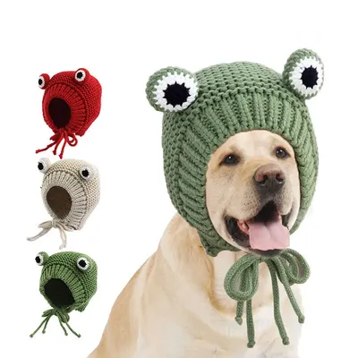 Женская теплая шапка-лягушка, зимние шапки для домашних животных, кошек,  собак, аксессуары для больших собак | AliExpress
