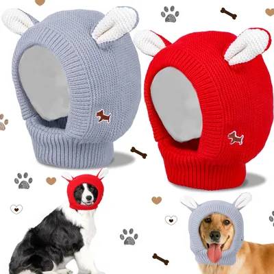 Купить Вязаная шапка, зимняя теплая шапка для щенка, дизайнерская шапочка с  кроличьими ушками для милых домашних животных, собак, кошек, щенков,  рождественская шапка, модные вязаные шапки | Joom