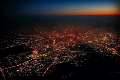 Ночной Нижний Новгород из окна самолёта — Фото №1399486