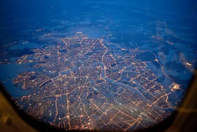 Вид с самолета ночью фото фотографии
