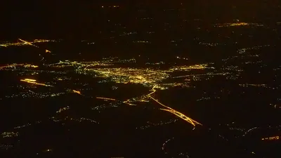 Ночь, вид из самолета на Москва …» — создано в Шедевруме