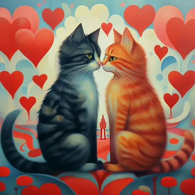 Картина \"Влюбленный кот с сердцем в руках\" | Интернет-магазин картин  \"АртФактор\"