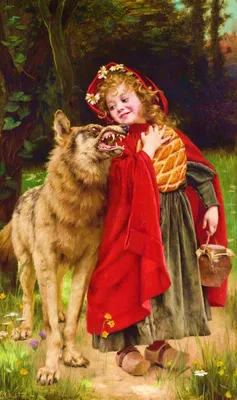 Волк из Красной Шапочки на фотографии, красивые обои в 4k