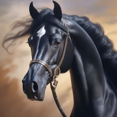 Арабская вороная лошадь. красиво, …» — создано в Шедевруме
