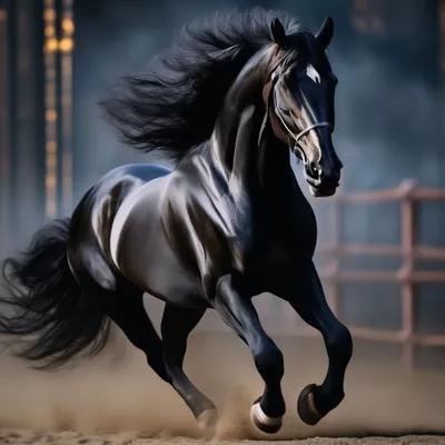 Вороной конь красивый, реалистично, …» — создано в Шедевруме