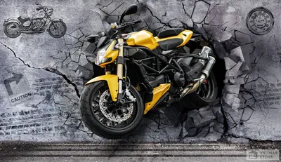 Красивое изображение желтого мотоцикла на обои для телефона