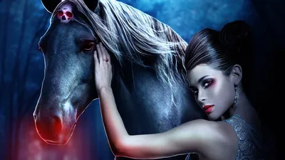 Женщина лошадь - коричневого белого …» — создано в Шедевруме