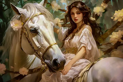 Картинки Лошади Девушки азиатки