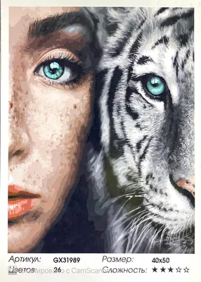 Девушка тигр единение 100х125 Раскраска картина по номерам на холсте  RO251-100x125 купить в Москве и СПб