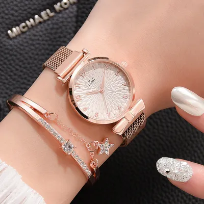 Набор женские часы + браслет / Кварцевые часы / Наручные часы - купить с  доставкой по выгодным ценам в интернет-магазине OZON (790459213)