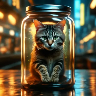 Кот в банке, жидкий кот, все коты…» — создано в Шедевруме