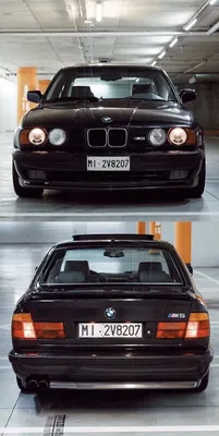 Чёрная BMW E34 едет по дорогам …» — создано в Шедевруме