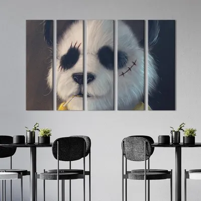 Наклейка на стену для декора Злая панда голова эмблема вектор купить по  выгодной цене в интернет-магазине OZON (731072926)