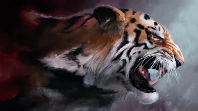 Злой голова тигра, иллюстрации Включая: тигр и зверь - Envato Elements