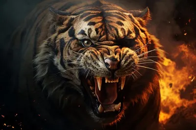 Фотообои Тигр на охоте флизелиновые, 200x270 см, L13-196 по цене 4437 ₽/шт.  купить в Омске в интернет-магазине Леруа Мерлен